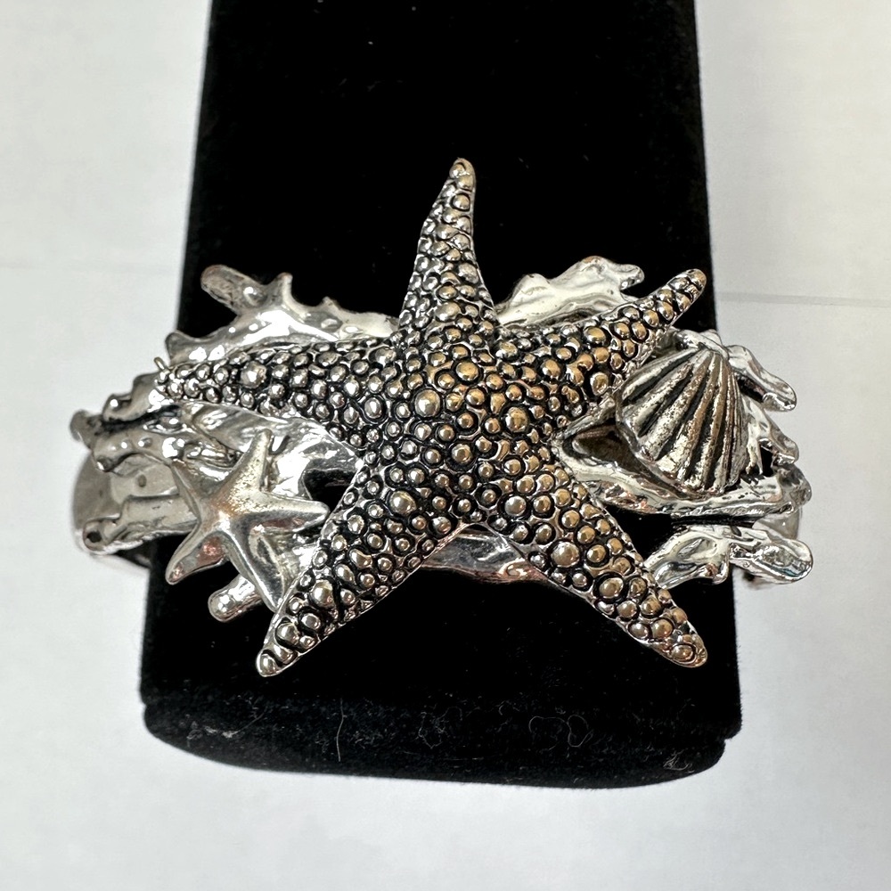 Starfish and Shell Silver Bracelet